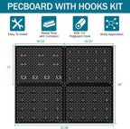 Metal Peg Board Kit with 1/4" Pegboard Accessories,Include 16.5"X13" Peg Board and Extra Thick Pegboard Accessories,Wall Organizer Peg Board Panels Tool Organizer Storage System (98)