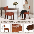 GOTMINSI Mid Century Modern Dining Chairs,Velvet Farmhouse Upholstered Kitchen Chairs, Accent Curved Backrest Dining Room Chairs with Hardwood Legs (Caramel-Walnut Legs, 2PCS)