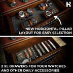 Premium 17 Slot Watch Box for Men - Extra Large Wooden Watch Display Case with Hinged Cover, Leather Lining & 2 Drawers - Watch Holder Organizer Stand - Handcrafted Luxury Christmas Gift for Men