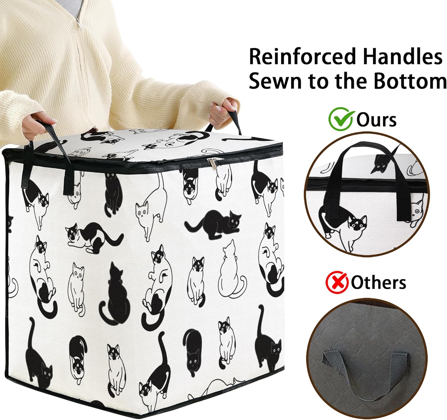 Large Comforter Storage Bag with Zipper,Closet Organizer for Clothes,Blankets,Quilts,Pillows,Fabric Storage Bags with Portable Handles 95L(2-Pack)