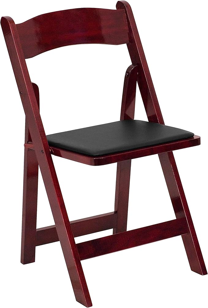 Flash Furniture 2 Pack HERCULES Series Mahogany Wood Folding Chair with Vinyl...