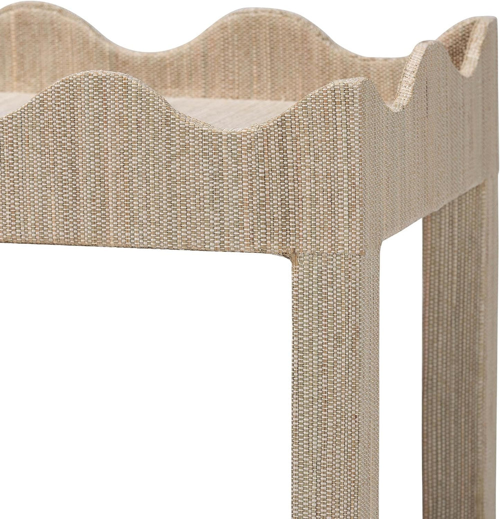 Bali & pari Sebastian Grasscloth Scalloped End Table - 2-Tier Accent Tabl...