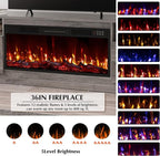 Lemberi Fireplace tv Stand with 36 inch Fireplace Up to 80" TVs,LED Light Entertainment Center and Storage, 70" Modern Wood Media TV Console with Highlight Cabinet for Living Room (Gray)