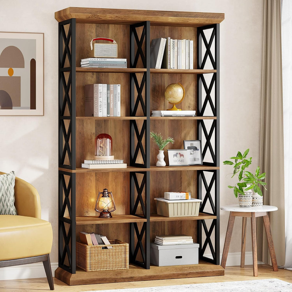 Tribesigns 75 Inch Tall Bookcase, Double Wide Bookshelves and Bookcase
