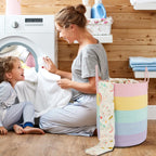 XUANGUO Rope Laundry Basket Hamper for Kids Girl, rainbow | Woven Storage Basket for Living Room Bedroom Boho Tall Baskets for Blanket Toys Pillow Towels Baby Nursery Hamper Bin