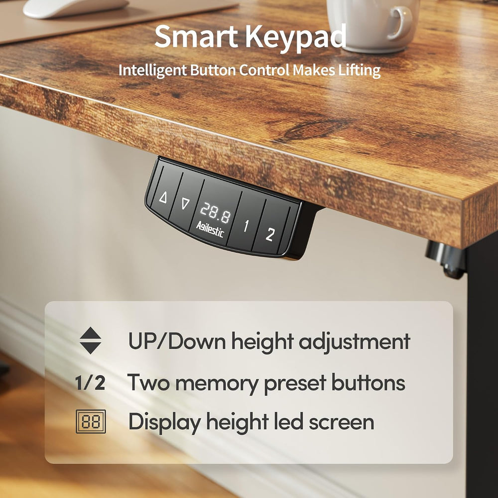 Agilestic 48*24 Inch Height Adjustable Electric Standing Desk, Rustic Brown