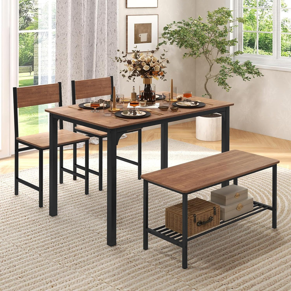 GOFLAME 4-Piece Dining Table Set for 4, Industrial Kitchen Table with 2 Chair...
