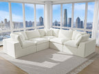 Oversized V Shaped Sectional Couches for Living Room丨5 Seater White Sectional Couch Chenille Fabric
