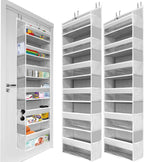 HOMELUX THEORY Over The Door Organizer Hanging - 50lbs Load 6 Large Front & 12 Side Pockets, 2 Pack Over The Door Shoe Organizer, Hanging Closet Organizer For Toys, Diaper, Purse, Sewing (Light Gray)
