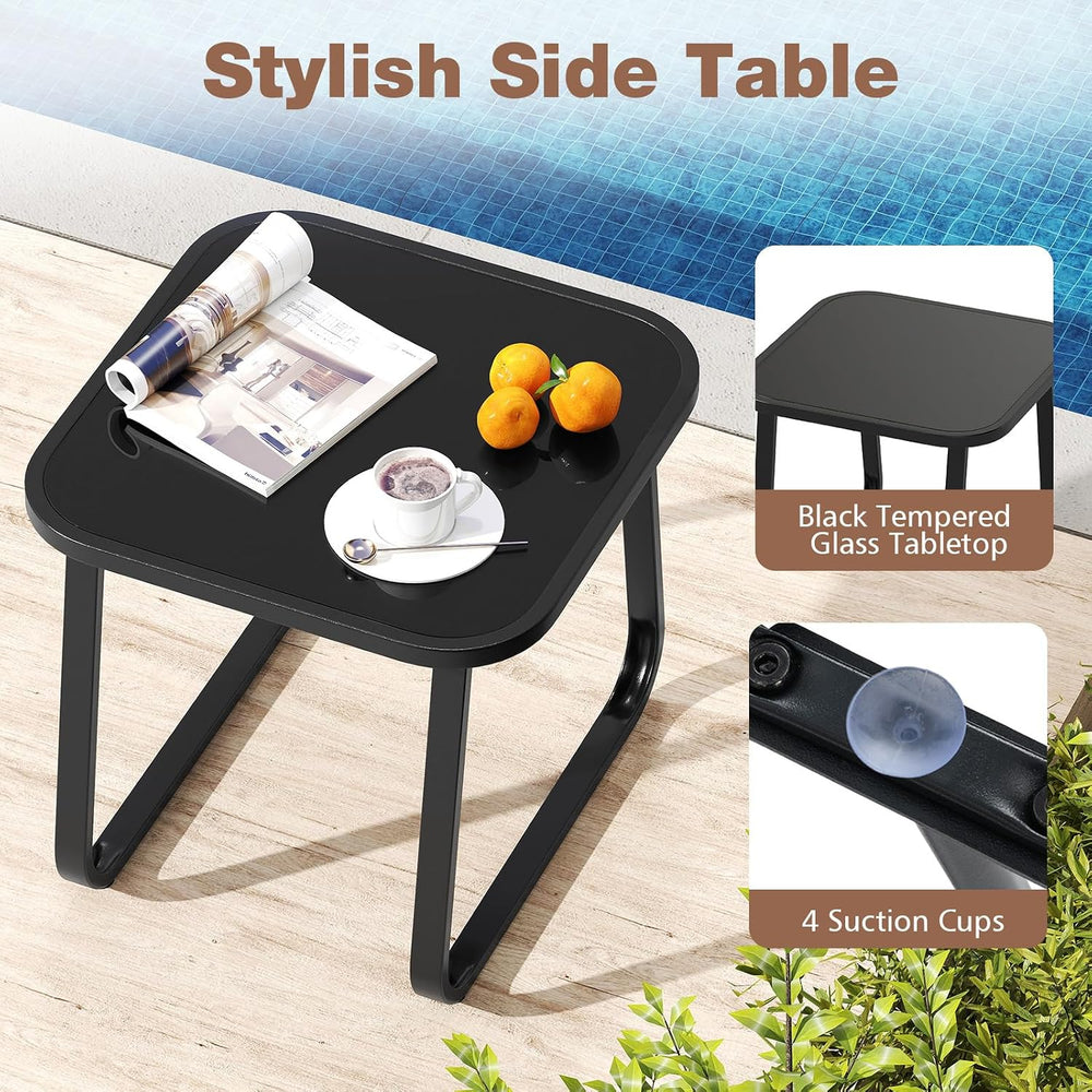 Tangkula 3 Piece Patio Bistro Glider Set, 2 Rocking Chairs w/Tempered Glass S...
