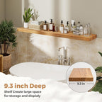 RICHFOCUS Elm Floating Shelves for Wall - 48" W x 9.3" D Rustic Solid Wood Shelves with Invisible Bracket, Wall-Mounted for Living Room, Bedroom, Kitchen Storage & Display, Set of 1, Natural