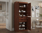 Palace Imports Solid Wood Kitchen Pantry Cabinet - 71.5" H x 32" W - Wooden Storage Cabinet w/ 4 Shaker Doors, 2 Drawers & 4 Adjustable Shelves, Mocha, 100% Renewable Eco-Friendly Wood, Made in Brazil