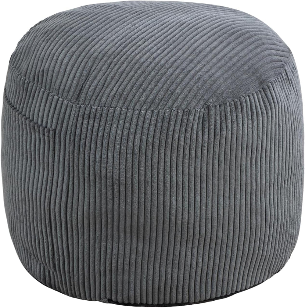 Round Stuffed Pouf Ottoman (Gray, 20" D x 20" W x 15" H) | Cor...