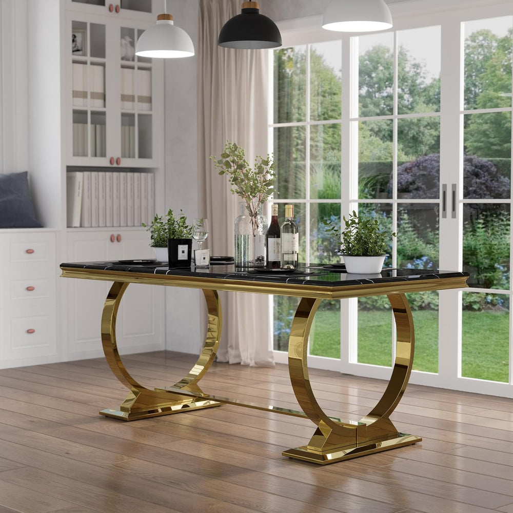 7 Piece Dining Room Table Set for 6, Kitchen and Dining Room Table Set with 7...