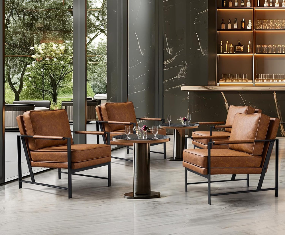 Yaheetech Mid-Century Modern Accent Chairs Set of 2, Light Brown | Oversized ...