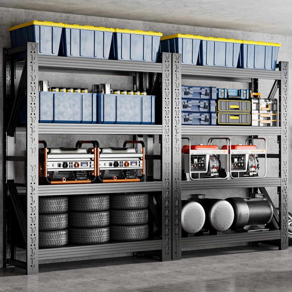 32" W Garage Shelving,4-Tier Heavy Duty Storage Shelves Unit with Adjustable Metal Shelf for Warehouse,Basement,Workshop,3000LBS,32" W x 20" D x 63" H,Black