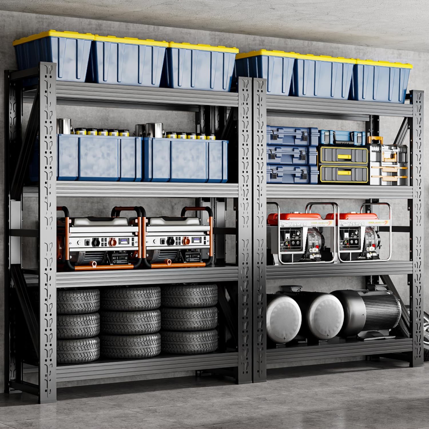 32" W Garage Shelving,4-Tier Heavy Duty Storage Shelves Unit with Adjustable Metal Shelf for Warehouse,Basement,Workshop,3000LBS,32" W x 20" D x 63" H,Black