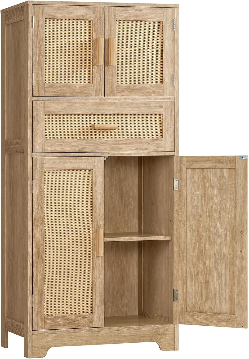 TEENFON 47.2" H Tall Storage Cabinet with Adjustable Shelf, Rattan Cabin...