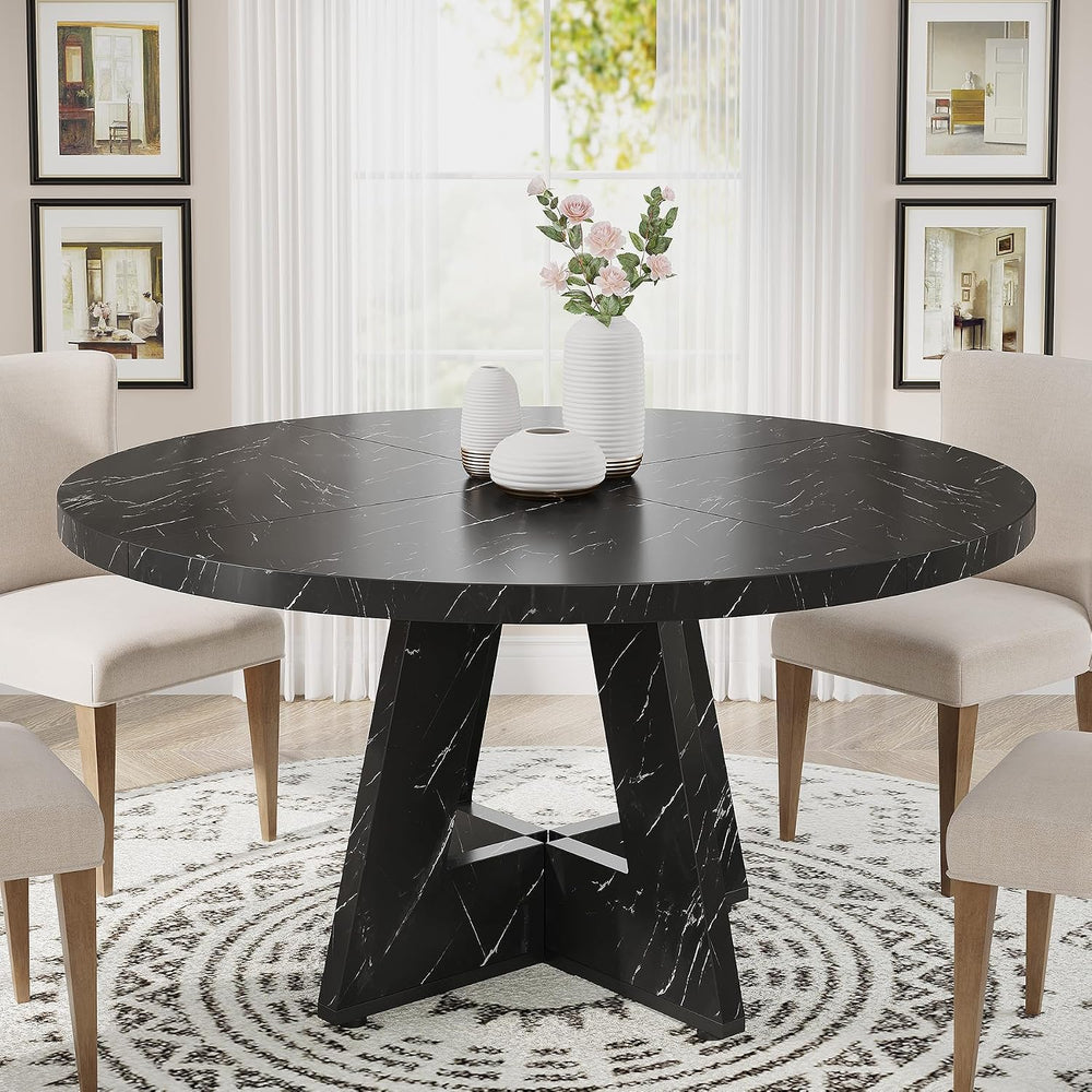Tribesigns 47 inch Round Dining Table Wood Kitchen Table for Dining Room, 47&...