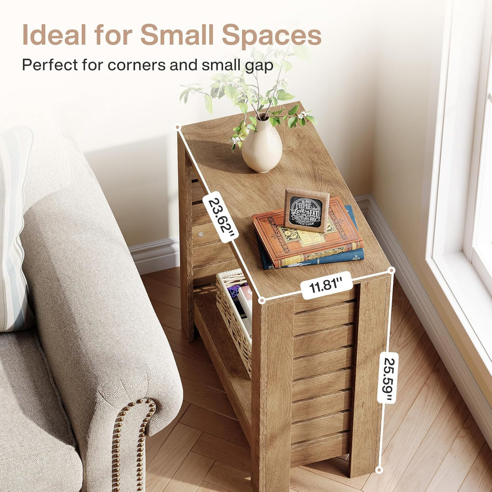 Tribesigns Narrow Side Table, 2-Tier Farmhouse Wooden End Table with Storage ...