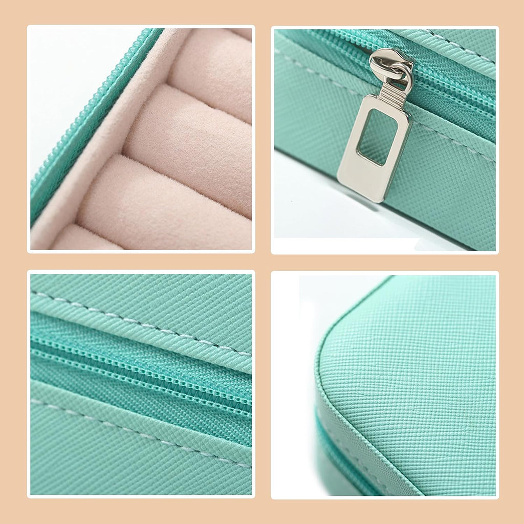 EDSG Personalized Jewelry Box for Women, Custom Leather Travel Jewelry Case with Name for Bridesmaid, Travel Jewelry Box Gifts for Christmas, Birthday, Anniversary, Mothers Day(Blue, Design 1)