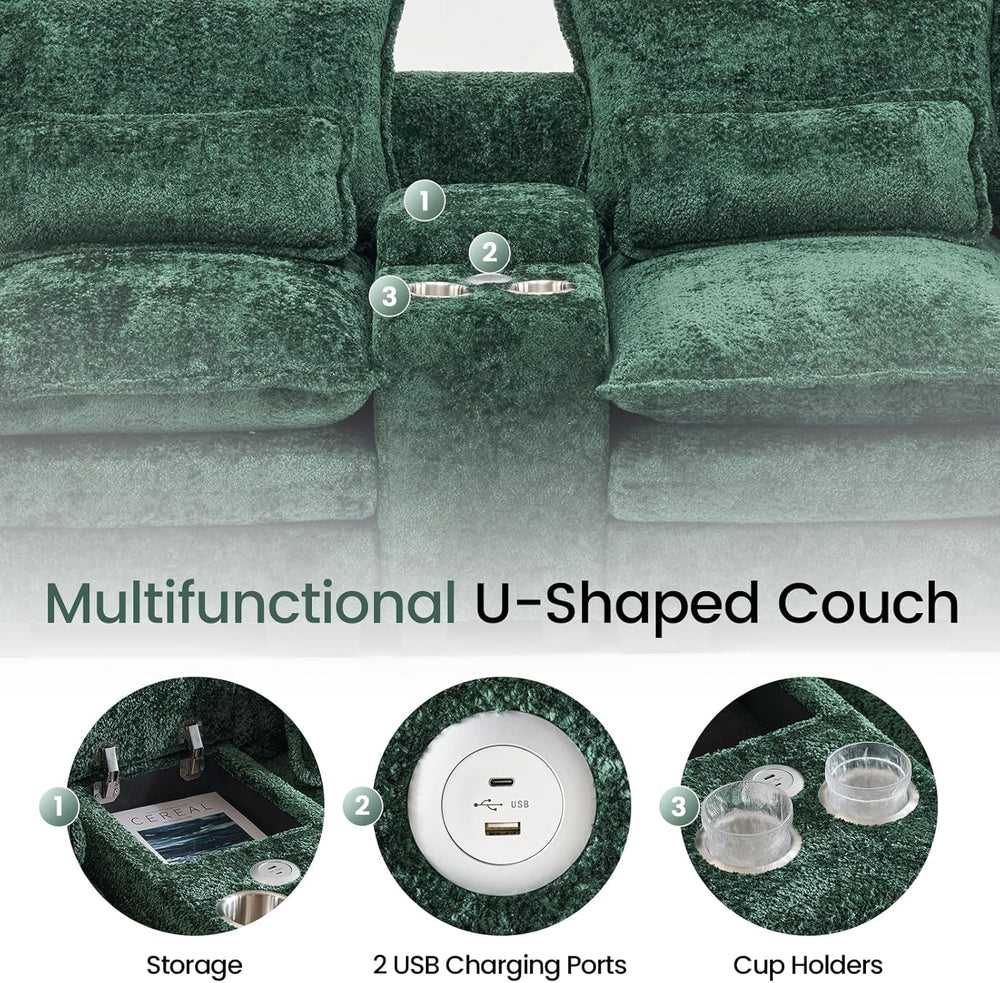 124.8'' U-Shaped Cloud Modular Sofa with Chaise Lounges, Chenille Com...