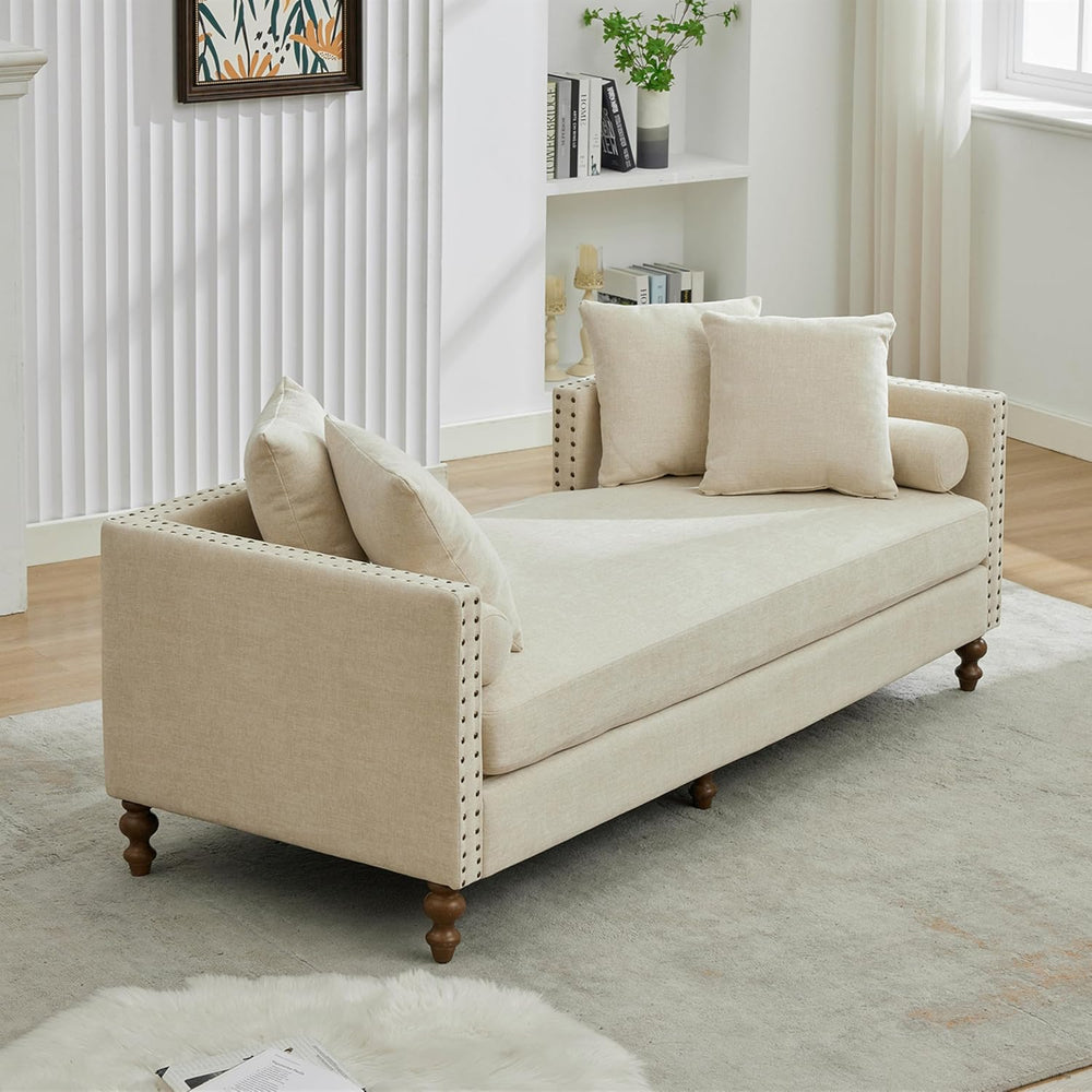 Setawix 75.2" Indoor Chaise Lounge Sofa Chair Double-Sided,Chenille Larg...