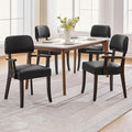 PU Leather Dining Chairs with Arms Set of 4, Upholstered Dining Room Chairs with Hardwood Legs & Open Curved Backrest,Modern Accent Kitchen Chairs 350 LBS Capacity, Black