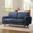 Vesgantti 68" Loveseat Sofa Dark Blue, Comfy Corduroy Couch with Spring Cushion and Solid Wood, Modern Extra Deep Seat for Bedroom, Living Room, Office