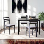 Livinia Seattle Modern Farmhouse Kitchen Dining Room Chair Set of 2, Solid Wood Fabric Upholstered Cushion Seat Wood Ladder Back Chairs (Black)