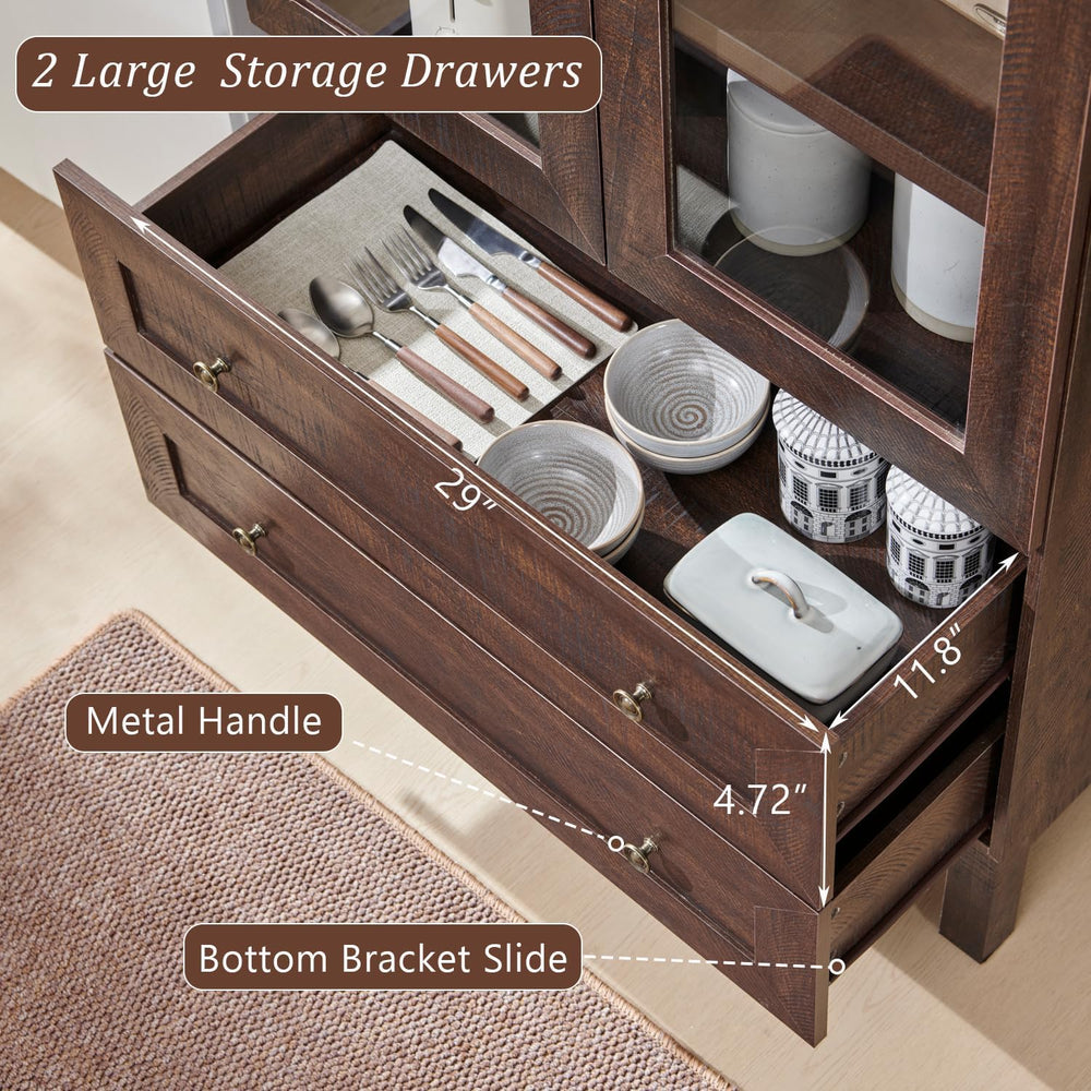 IFGET 71" Tall Arched Kitchen Pantry, Kitchens Storage Cabinets, Brown |...