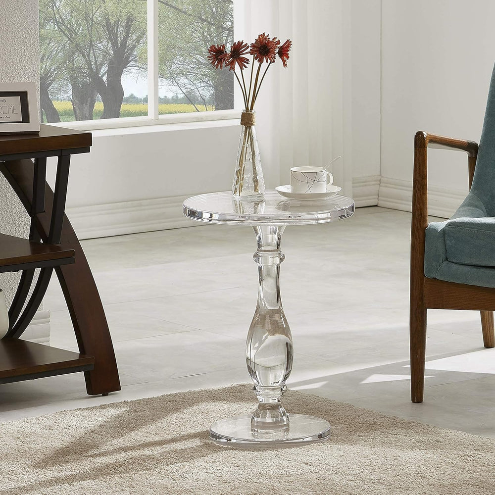 Furniture Acrylic Side Table,Clear Small Round Side/End Tables with Support R...
