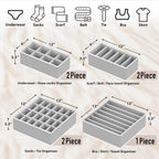 Simple Houseware Closet Underwear Organizer Drawer Divider Assorted 7 Pieces, Gray