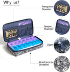 Weekly Pill Organizer 2 Times a Day, Zumd Pill Box 7 Day with Cute Quilted Fabric Zipper Case, Travel Pill Case Am Pm for Vitamin Medicine Organizer