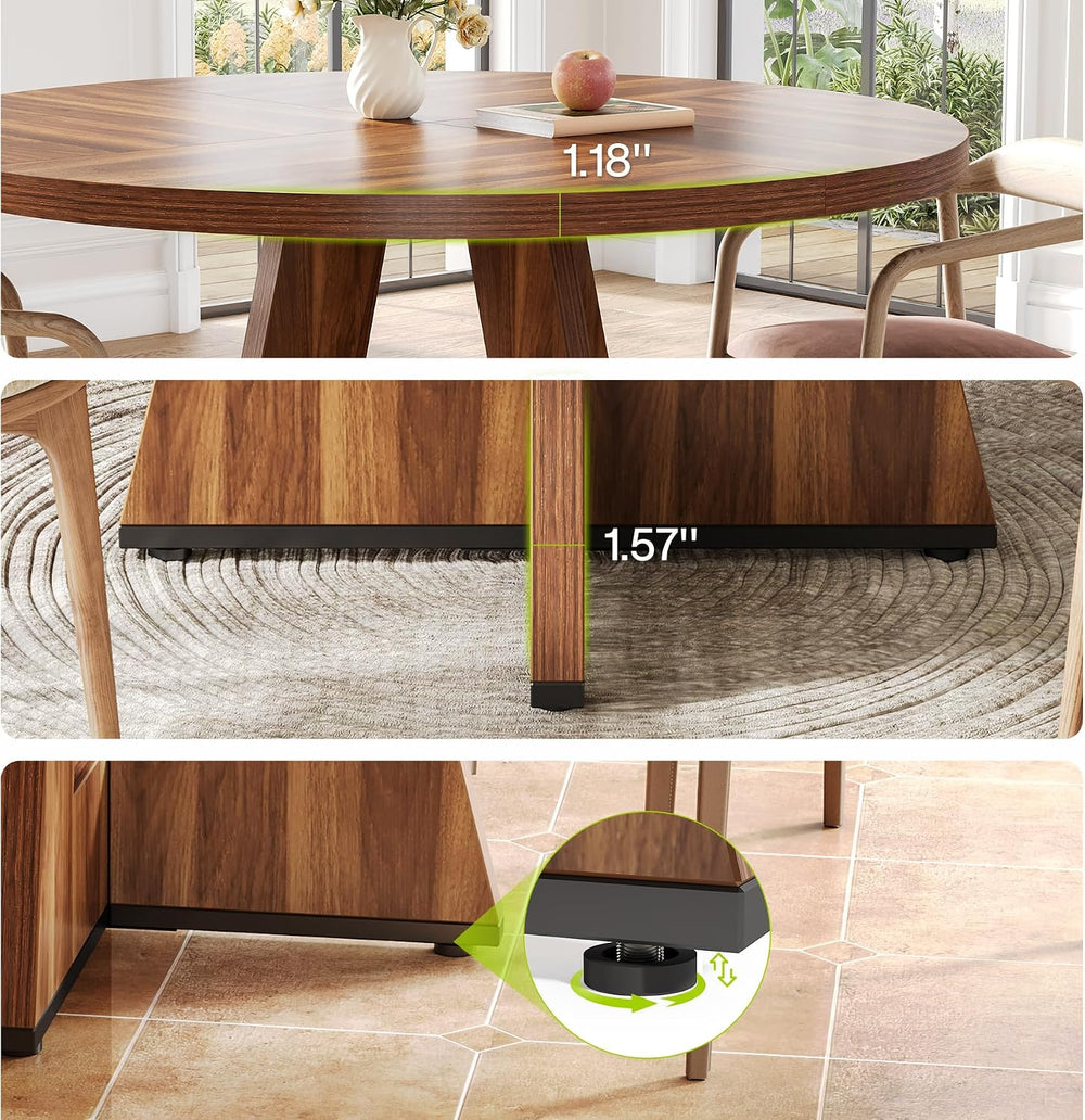 LITTLE TREE Round Dining Table for 4-6 People, 47 Inches Dining Room Table wi...