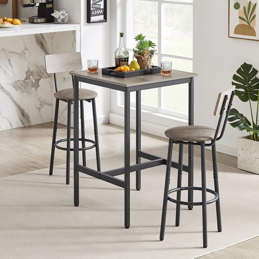 3 Piece Bar Table and Chairs Set for 2,Counter Height Bistro Pub Table with 2...