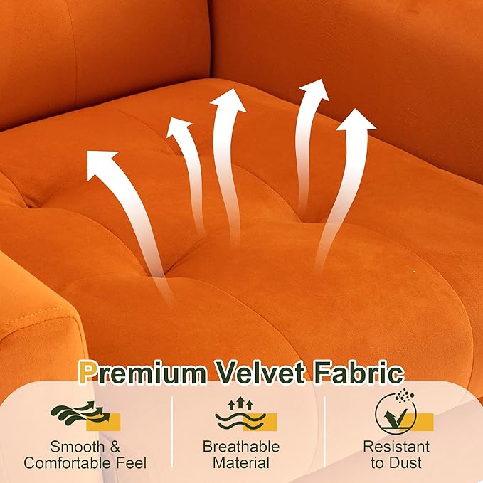 NicBex Modern Accent Chair for Living Room Upholstered Foam Filled Living Room Chairs with Metal Legs Velvet Cozy Lounge Armchair for Living Room Bedroom,Orange