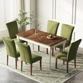 Stylish Dining Chairs Set of 6, Upholstered Parsons Dining Room Chair with Nailhead Trim, Kitchen Room Chair with Thick Cushions and Wood Legs, Nailhead Trim, Green