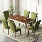 Stylish Dining Chairs Set of 6, Upholstered Parsons Dining Room Chair with Nailhead Trim, Kitchen Room Chair with Thick Cushions and Wood Legs, Nailhead Trim, Green