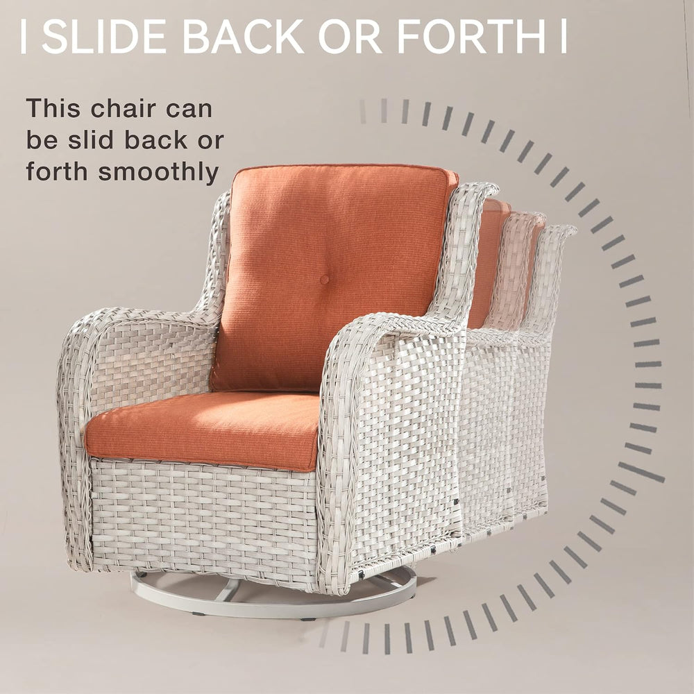 Outdoor 360 Degree Swivel Rocker Patio Chairs Sets of 2 and Matching Side Tab...