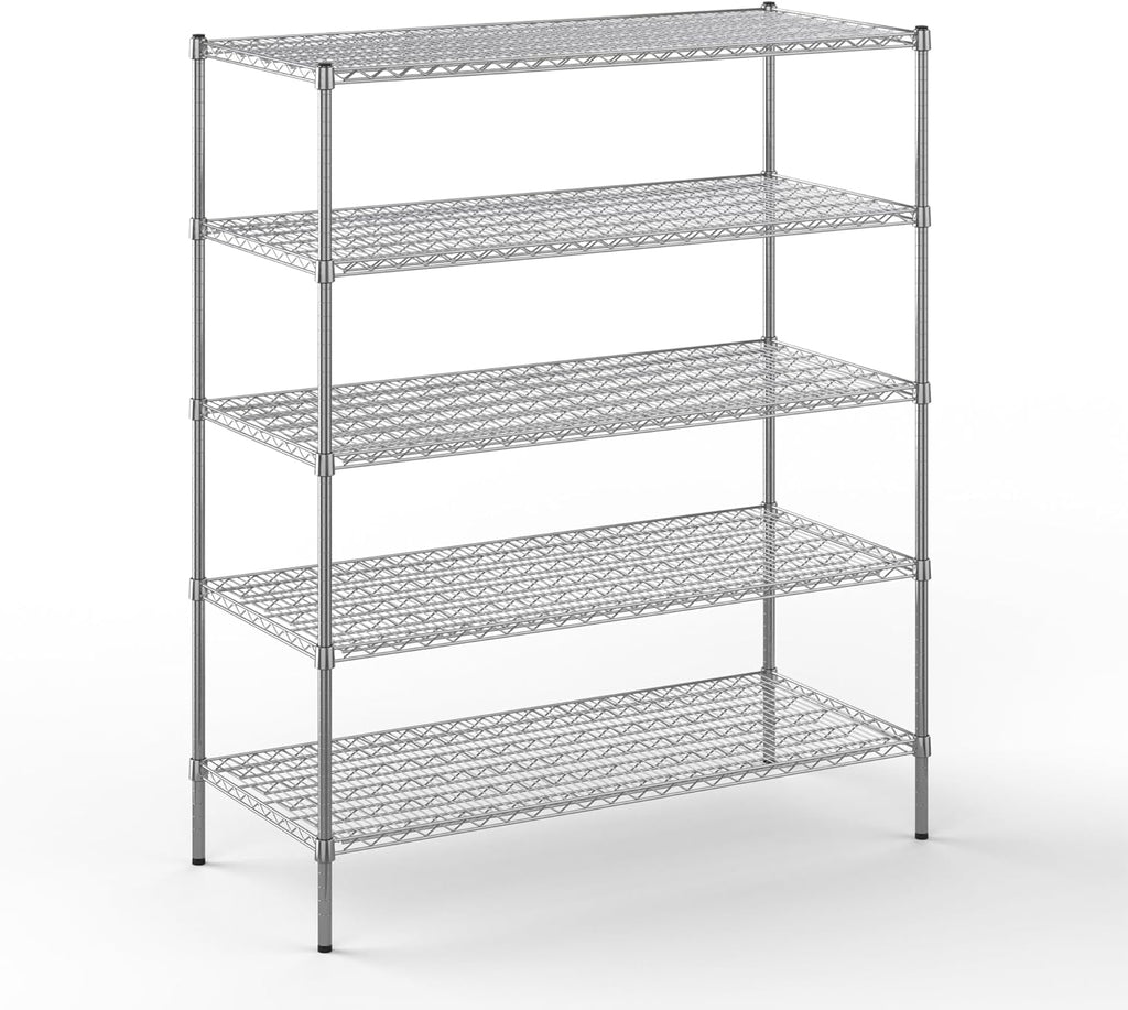 24" Deep x 54" Wide x 64" Height Wire Shelving Kit | 5-Tier | NSF Commercial Storage Rack Unit