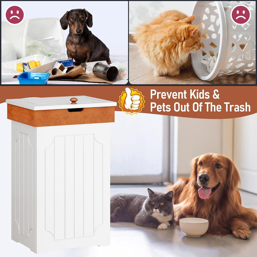 Function Home Trash Can Cabinet, 13 Gallon Kitchen Garbage Can, Wood Recyclin...