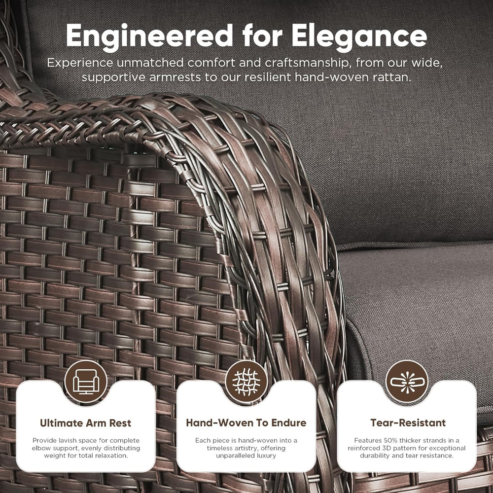Belord Outdoor Swivel Chairs Set of 2,Patio Wicker Rocker Chairs,All Weather ...