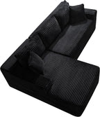 95" L-Shaped Cloud Sectional Couch, Left Facing Modular Compressed Boneless Sectional Sofa with Chaise Lounge, Plush Corduroy Boneless Corner Sofa for Living Room