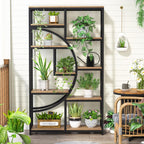Tribesigns Industrial Bookshelf Bookcase with 9 Open Shelf (Light Oak) | 5-Tier Freestanding Tall Bookshelves, Etagere Display Shelf Storage Organizer, Perfect for Living Room, Bedroom