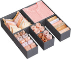 SONGMICS Drawer Organizer, Dresser Drawer Organizers, Set of 6, Foldable Fabric Storage Bins for Socks, Underwear, Bras, Ties, Scarves, Slate Gray URDZ06G