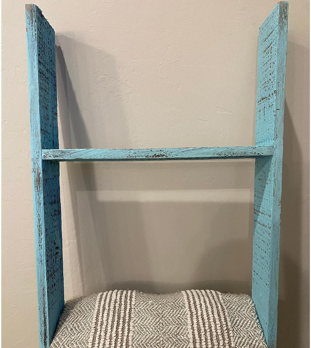 BARNWOODUSA Reclaimed Wood Bookcase Ladder 5 Foot, 5-Foot, Turqouise | Instant Style Upgrade: Elevate your space with a chic, classic blanket storage solution!