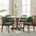 VKNOW Modern Dining Chairs Set of 4, Faux Leather Kitchen Chairs with Wood Legs, Upholstered Side Chair for Kitchen Dining Room, Green
