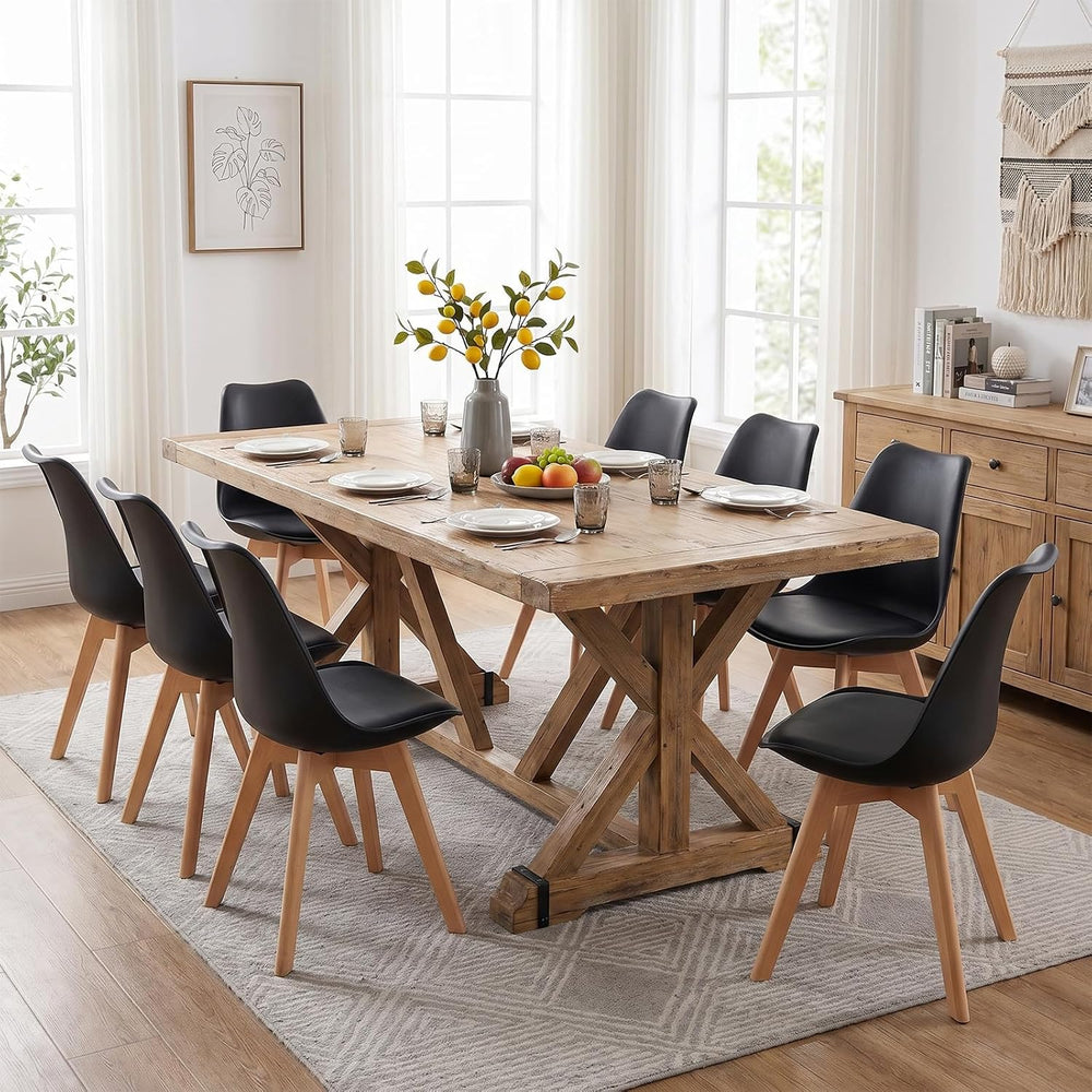 Dining Chairs Set of 8, PU Leather Padded Seat for Living Room | Modern, Upho...
