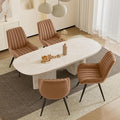 Dining Chairs Set of 4, Mid Century Modern Kitchen Chairs with Soft Cushion, Comfortable Upholstered Fabric Dining Room Chairs for Kitchen, Brown
